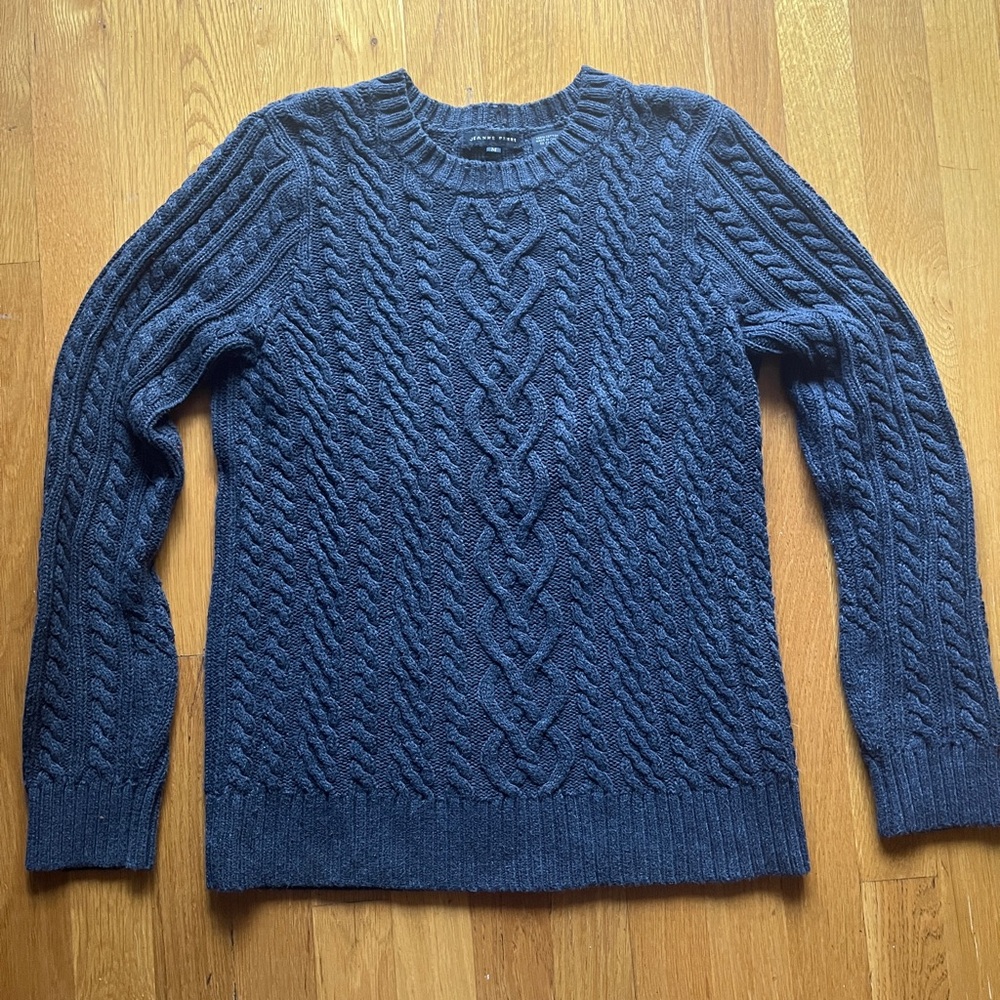 JEANNE PIERRE Women's Dark Blue Cable Knit Sweater